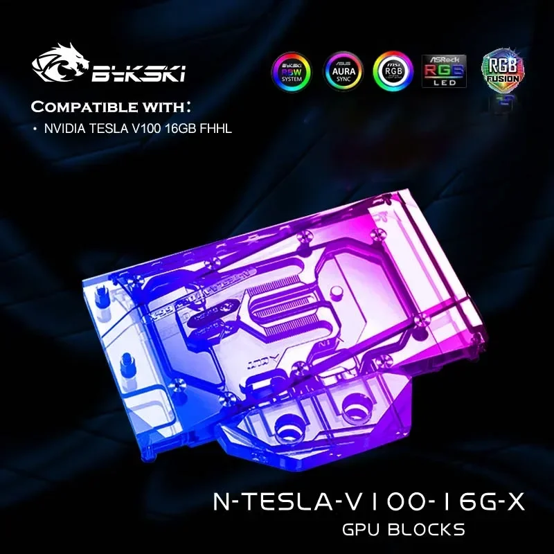 

Bykski GPU Water Cooling Block For NVIDIA V100 16GB FHHL Graphics Card,VGA Cooler 5V A-RGB