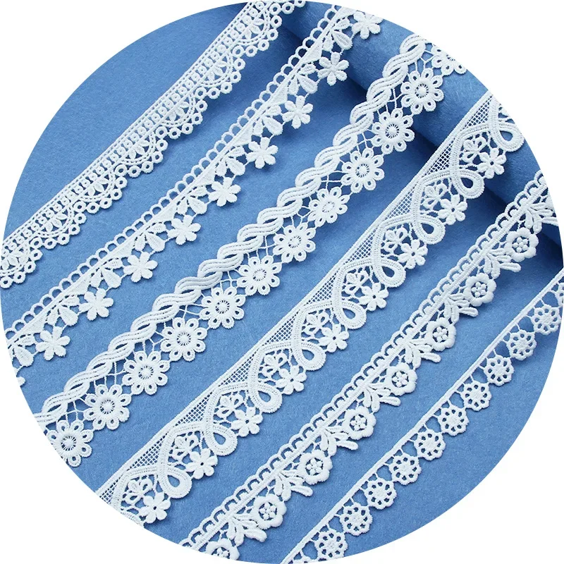 Water Soluble Milk Silk Ribbon, Flower Lace Trim Fabric for Sewing Bridal Wedding Dress Crafts, 5 Yards