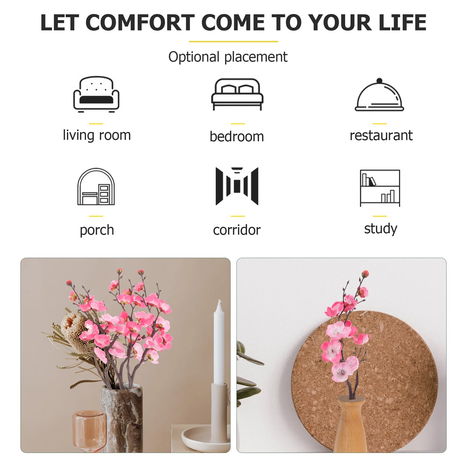 

3Pcs Artificial Plum Blossom Branches Vivid Color Lifelike Faux Flowers for Vase Filling Garden Decoration Wedding Party DIY