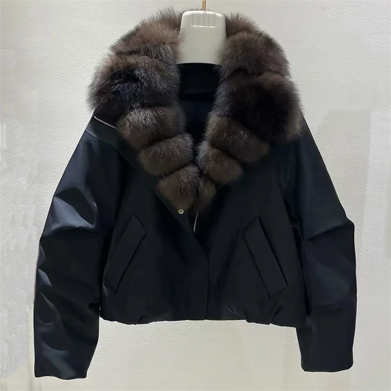 women's down jacket New winter 2026 New winter 2026 detachable fox fur collar women's jacket White duck down filling parkas  y2k