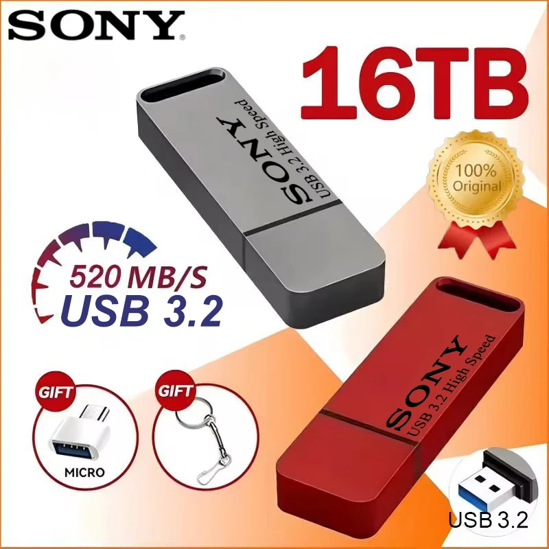 SONY 64TB Flash Drive Metal High-Speed Wireless Bluetooth Transmitter USB 2TB Car Stereo Music Audio Receiver Bluetooth Adapter