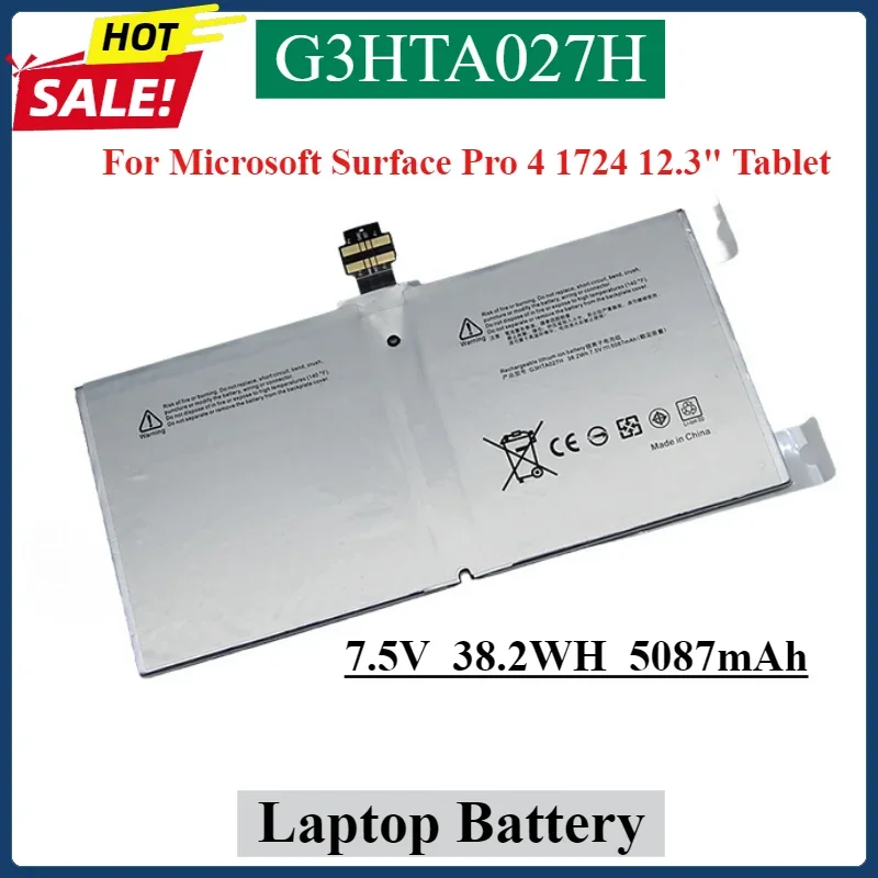 

G3HTA027H DYNR01 Laptop Battery For Microsoft Surface Pro 4 1724 12.3" Tablet 7.5V 38.2WH/5087mAh High Quality Batteries