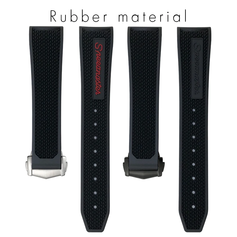 18mm 19mm 20mm 21mm Rubber Silicone Black Watch Band Men's Wrist Belt Fit for Omega Speedmaster Seamaster 300 AT150 Sport Strap