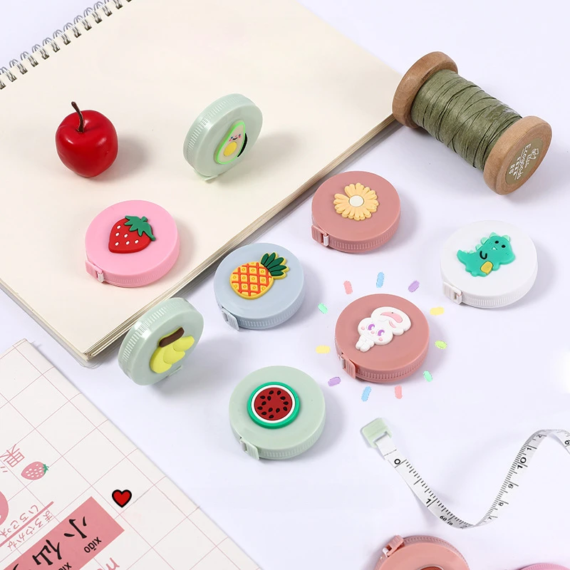 1.5m Portable Cartoon Body Measure Tape Lovely Macaron Measure Ruler Tape Push Button Mini Tape Measure Tool Sewing Gadget 1PC