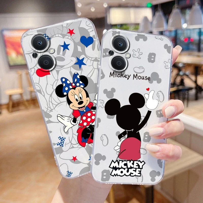 Disney Mickey Minnie Couple For OPPO A5 A9 A53 S A74 Reno 7 6 5 4 2 Find X3 X2 Z Lite Neo Pro Plus transparent Phone Case