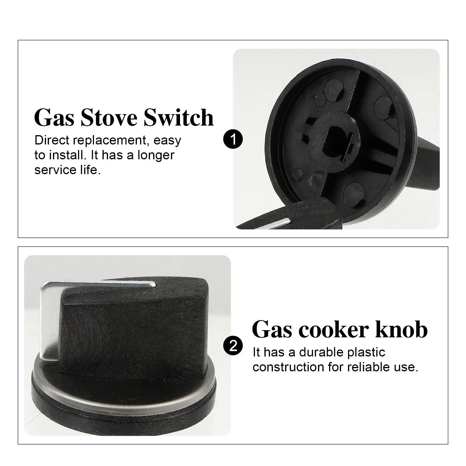 4Pcs Stove Control Knobs Gas Stove Knob Replacement Easy Install No Tools Required Long Life Fireproof Plastic Cooker Knobs