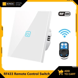 Bond aluxury parede interruptor do sensor de toque, padrão da ue interruptor de luz, controle remoto interruptor de vidro cristal, 1gang 1way, AC220-250