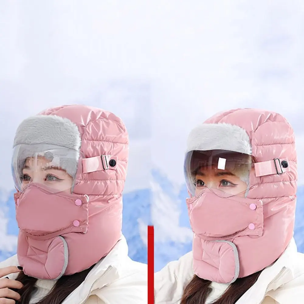 

Windproof Full Face Cover Hats Thicken Ear Protection Winter Goggles Mask Hat Cotton Waterproof Winter Electric Car Hat Climbing