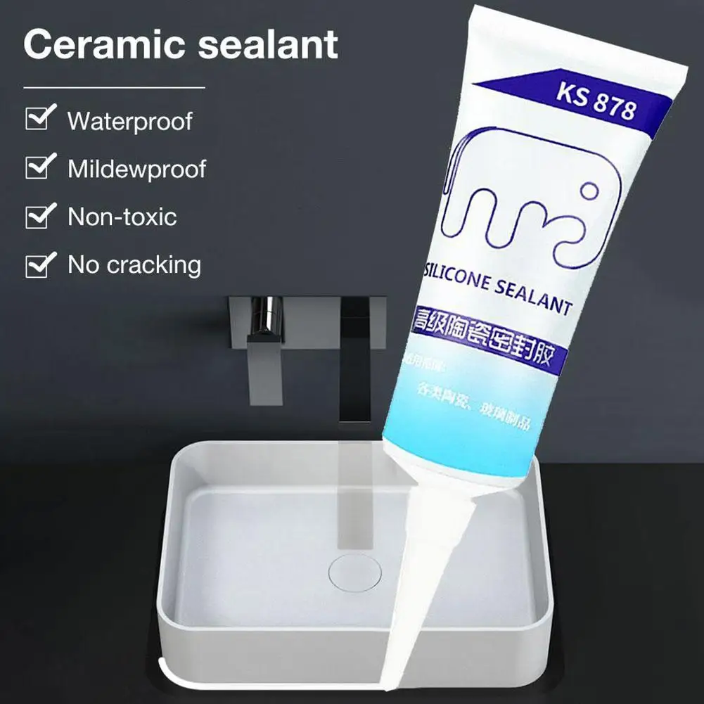 120ml Safe High Strength Silicone Sealant White Water-Resistant Adhesive for Home Kitchen Bathroom Use