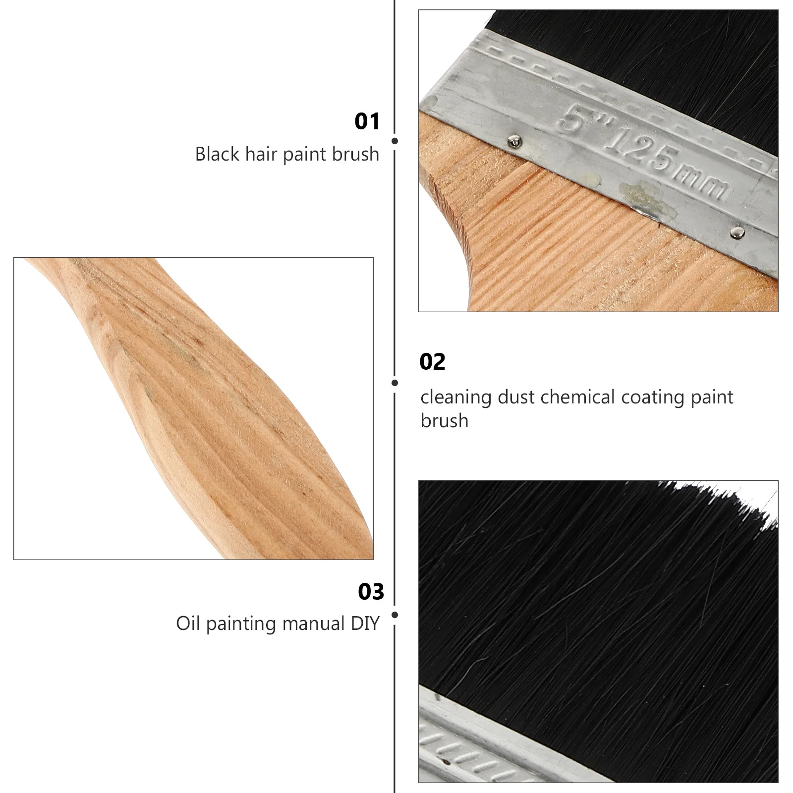 9Pcs Oil Paint Brushes Wooden Handle Multi-Functional Heat Resistant Flat Painting Brush for Grilling Baking Cleaning Household