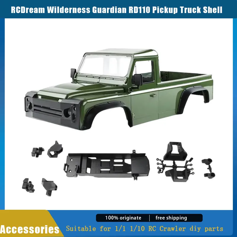 RCDream Wilderness Guardian RD110 Pickup Truck Shell 2 Doors 324mm Wheelbase for 1/10 RC Crawler Car Traxxas TRX4 Defender Parts