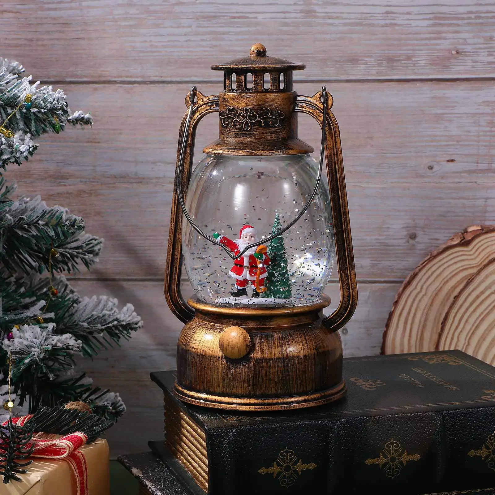

Christmas Musical Snow Globe Santa Swirling Glitter Lighted Holiday Decoration Usb Operated Indoor Party Festival