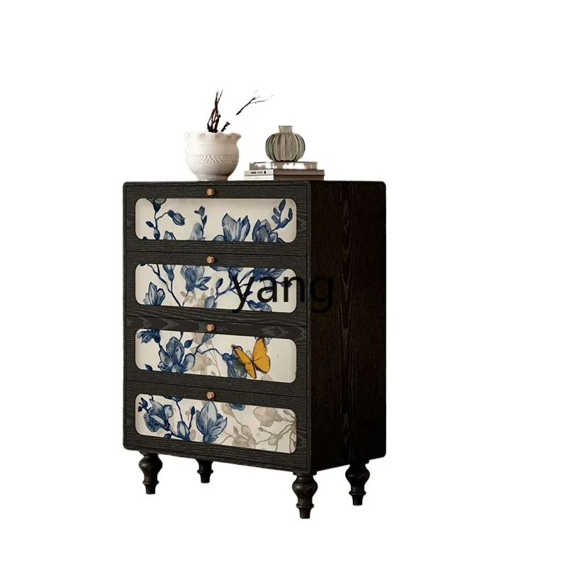 

LH medieval solid wood four-chest cabinet painted drawer cabinet bedroom bedside storage living room storage storage