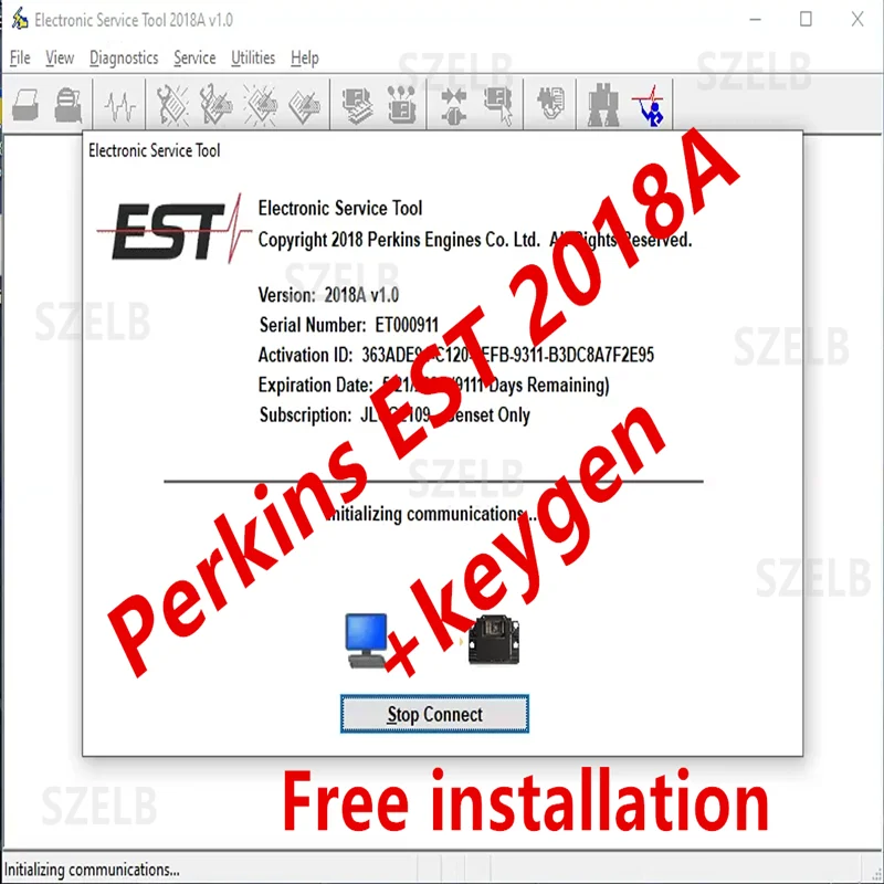 Outil de service de diagnostic électronique Perkins EST 2018A + clé + installation gratuite