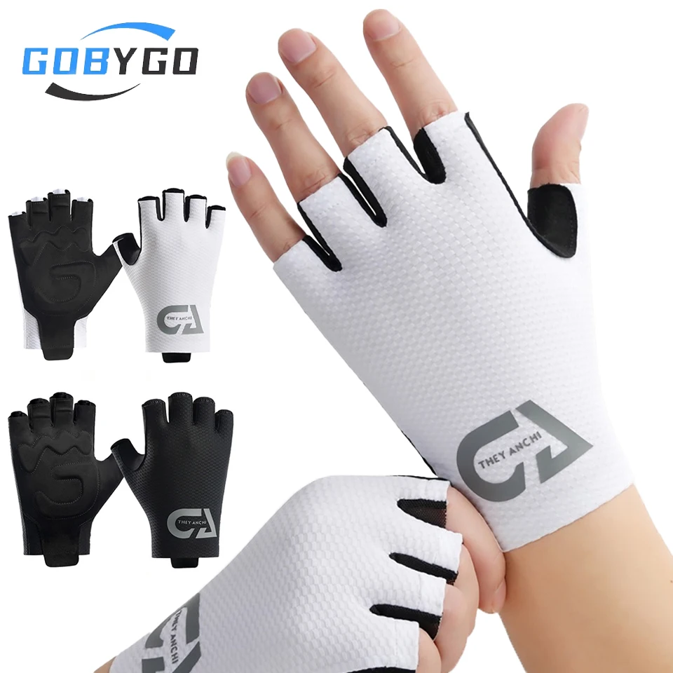 GOBYGO 1Pair Men's Half Finger Cycling Gloves Non-Slip Shock Absorbing Fishing Hiking Outdoor Sports Bike Riding Women Unisex
