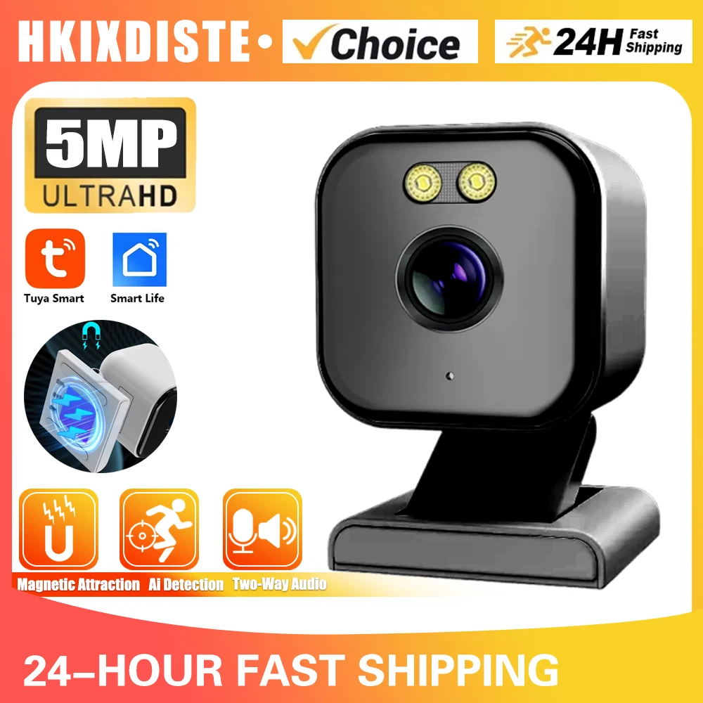 

Wireless 5MP Tuya Magnetic Camera Human Detection CCTV Video Surveillance Camera Home Smart Life Wifi Security Baby Monitor Cam