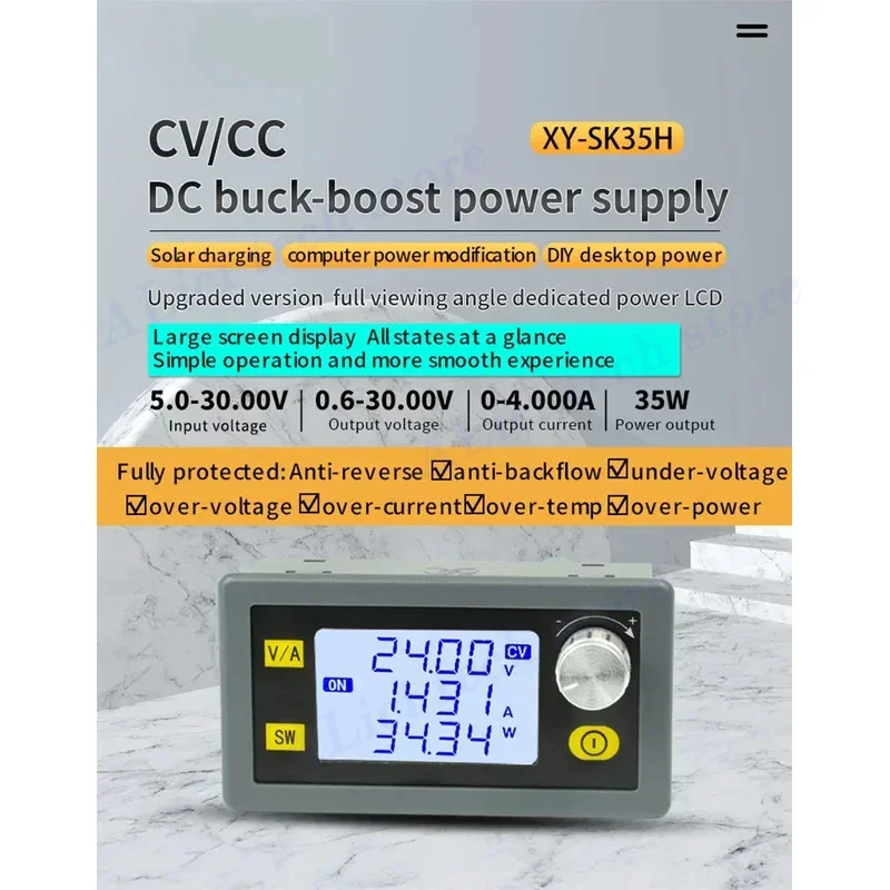 35W/ 80WDC DC Buck Boost Converter CC CV 6-36V 5A / 5-30V Solar Power Module Regulated Laboratory Tool Power Supply For arduino