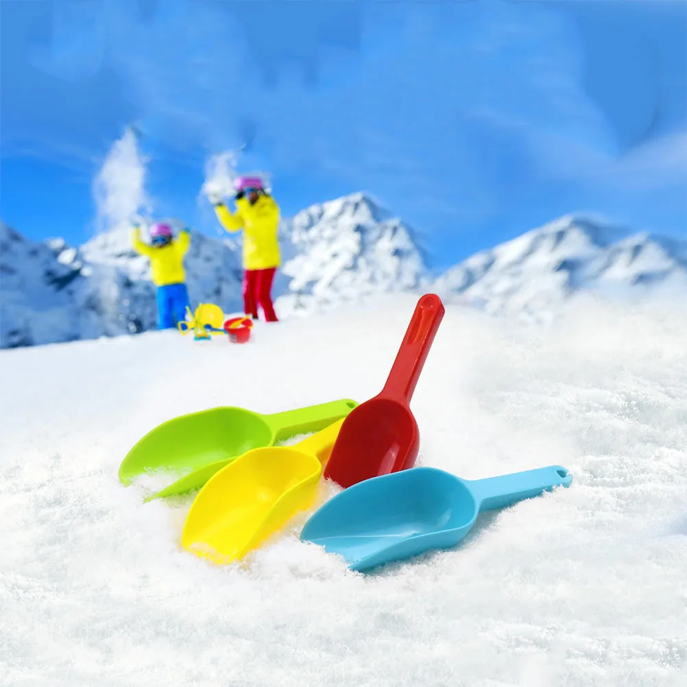 4-teiliges Kinder-Schneeschaufel-Set, Langlebige Kunststoff-Flachkopf-Sandschaufeln für Kinder, Outdoor-Strand-Sandgraben-Sommerschaufeln
