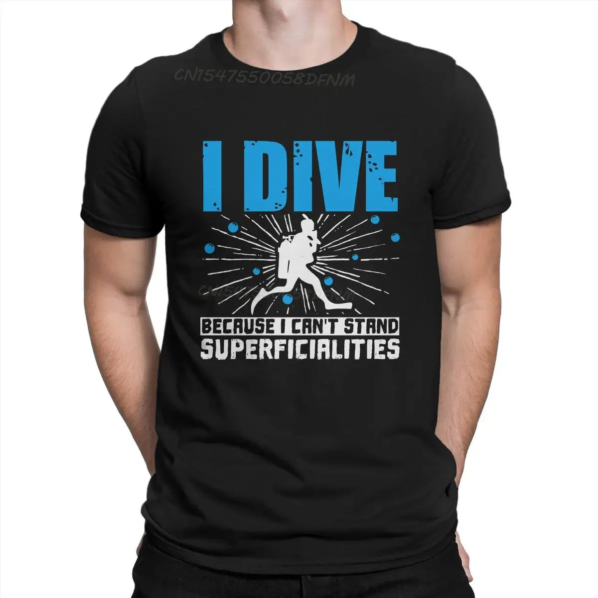 Cant Stand Superficialities T-shirts for Men Pure Cotton Vintage T-Shirt Camisas Dive Scuba Diving T-shirts Male Men Graphic Tee