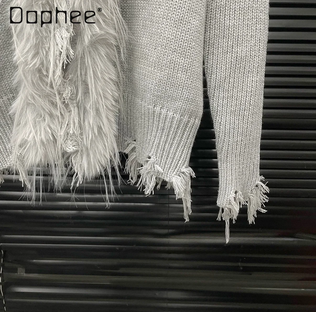 الكورية شيك العصرية الفراء طوق المرقعة محبوك سترة المرأة فضفاضة الموضة الراقية الخامس الرقبة طويلة الأكمام سترة الخريف الشتاء