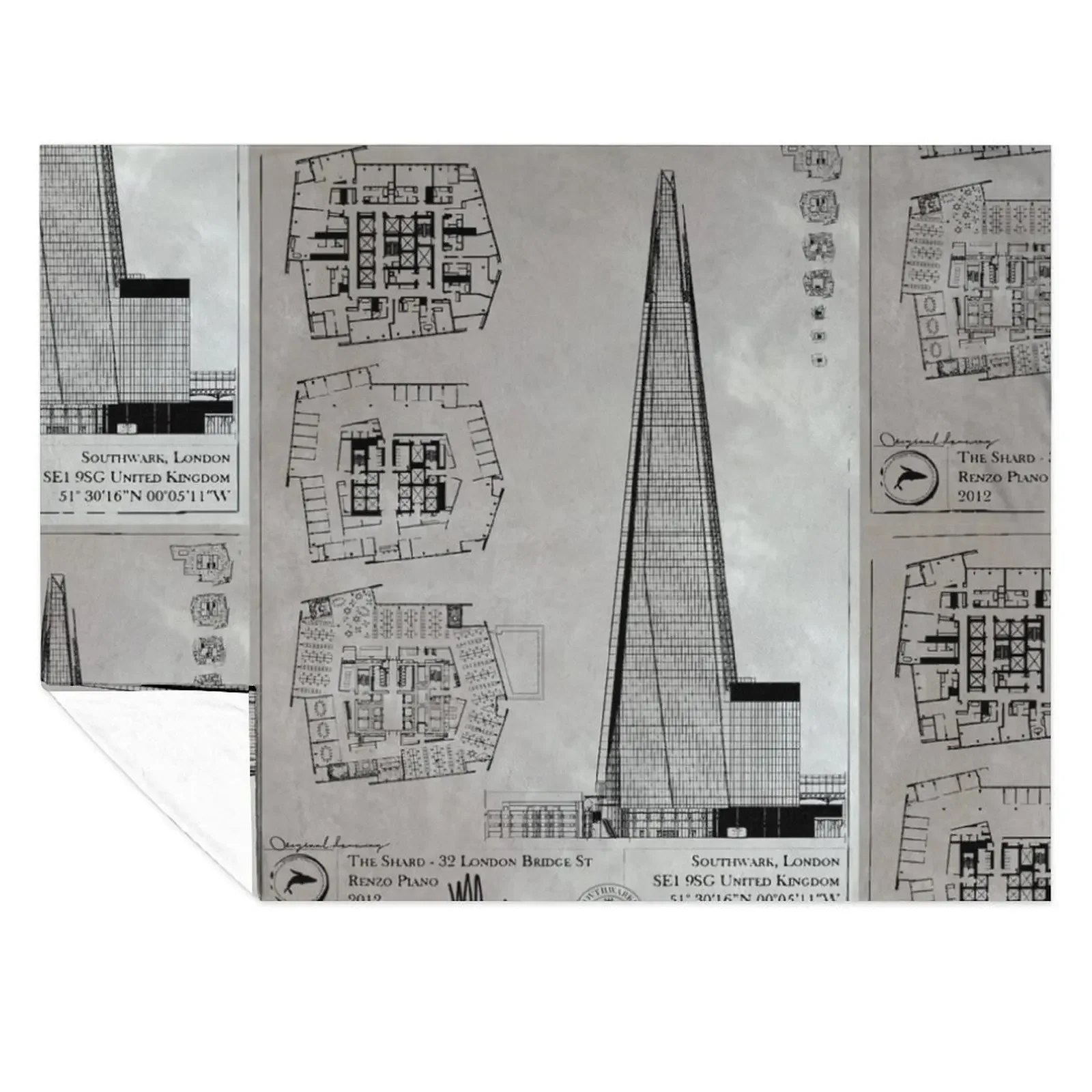 

The Shard Architecture Plans [A] Throw Blanket Stuffeds for sofa Designers Blankets For Baby Blankets