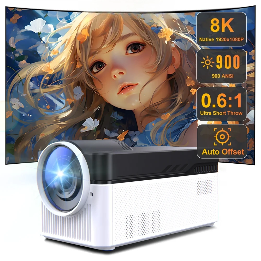 

Ultra Short Throw HY450 Projector 900ANSI 8K 4K 1080P Auto Offset Electronic Focus Allwinner H716 BT5.4 Voice Assistant
