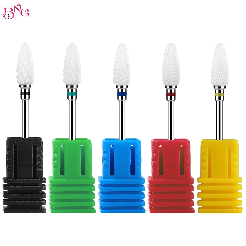 BNG 1PC Ceramic Milling Cutter Nail Drill Bit Electric Manicure Drills Pedicure Mill Bits Gel Polish Remover Nail Art Tools