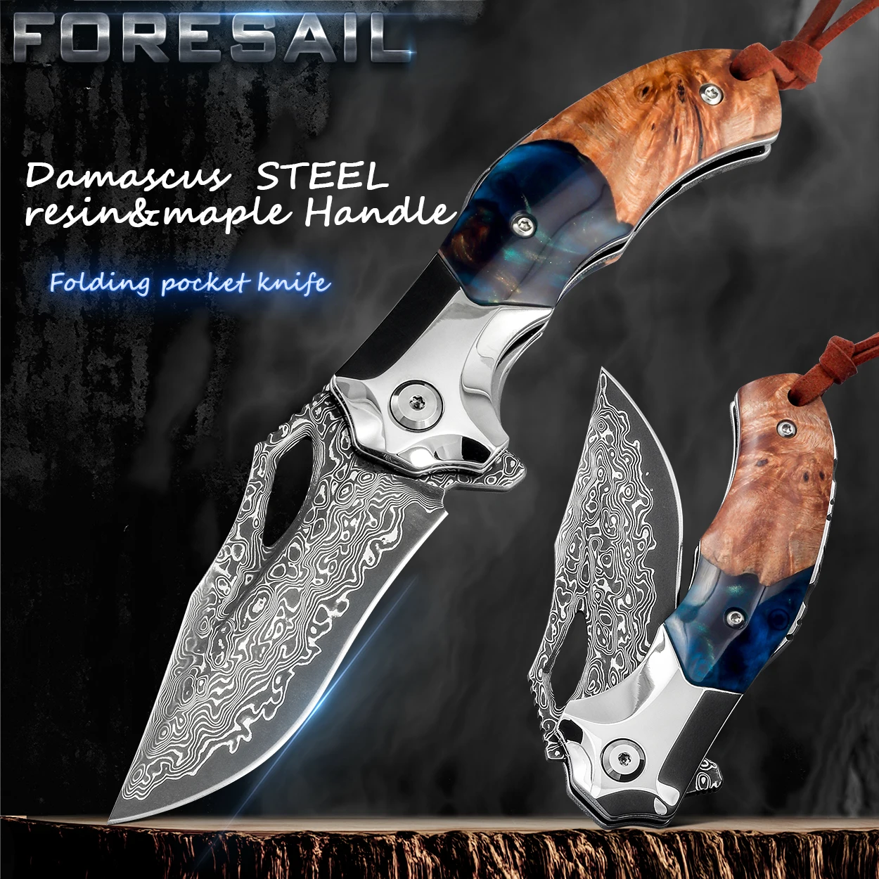 FORESAIL Handmade folding Knife Japan VG 10 Damascus Steel Pocket Knife Field Survival Outdoor Camping Fishing EDC Tool Knife