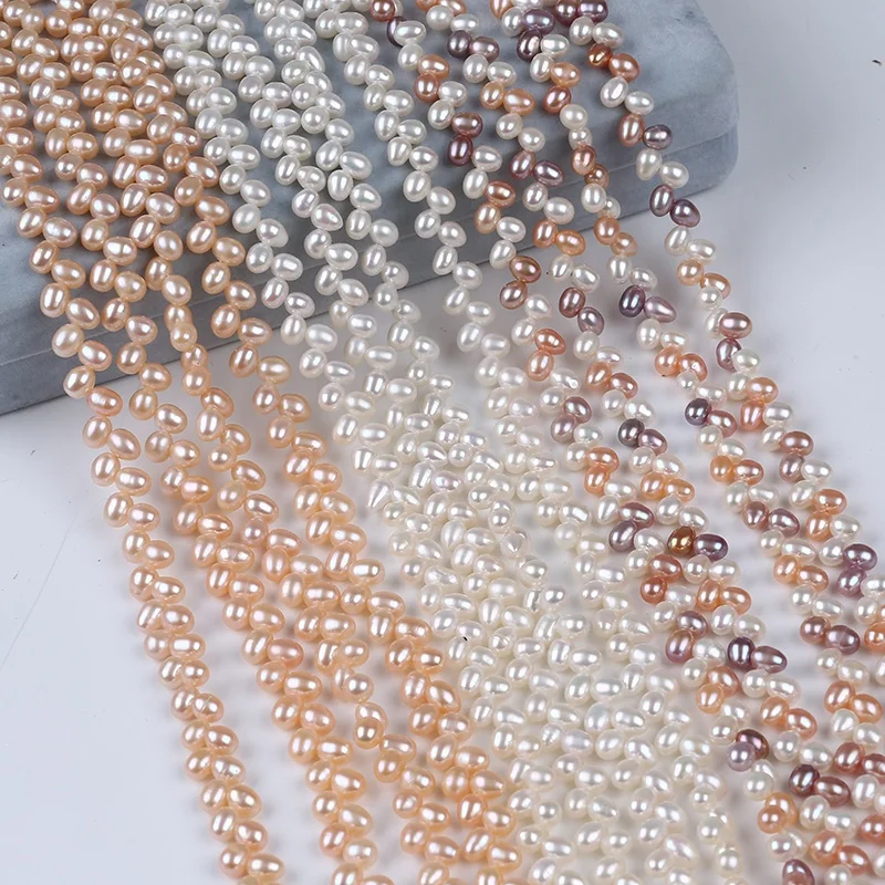 

5-6mm AAAA grade natural white pink mixed color rice shape freshwater pearls bead string strand for women jewelry making