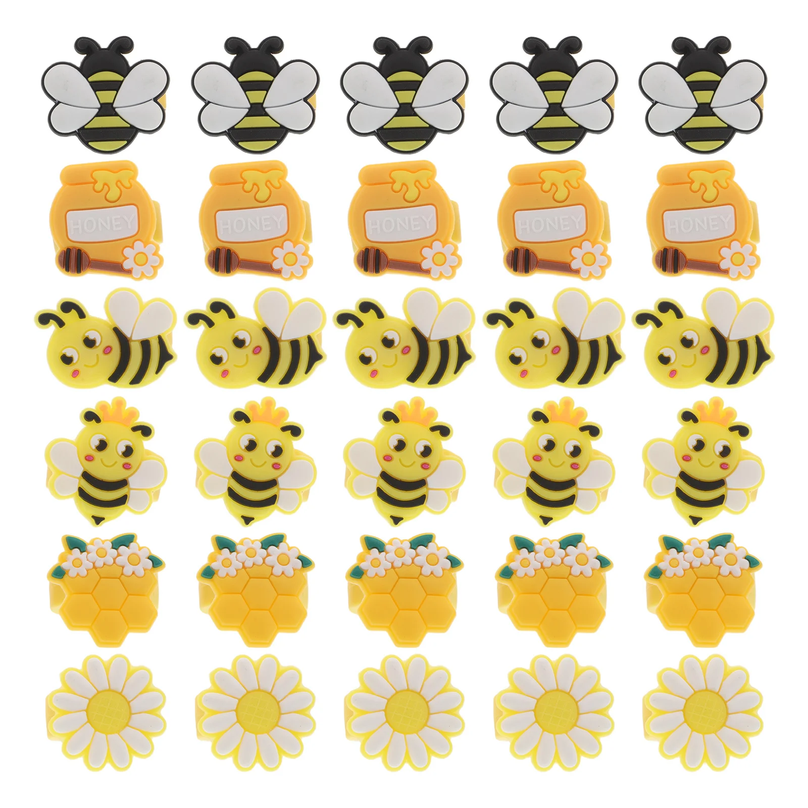 30Pcs Bee Rings for Girls Kawaii Plastic Animal Rings Birthday Party Favors Classroom Rewards Baby Shower Prizes Cute Kids