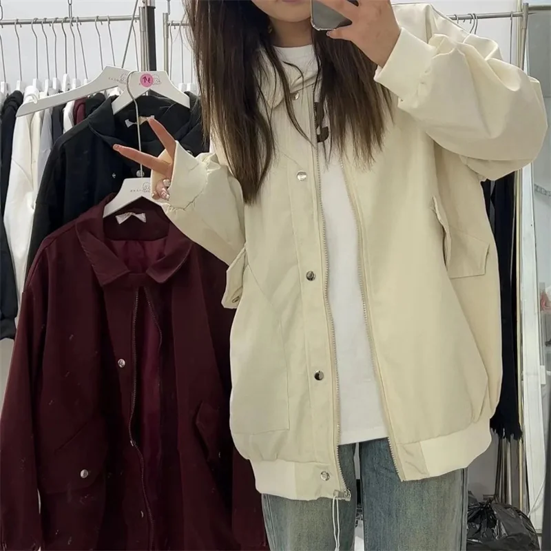 Spring Ladies Zipper Flight Suit Jacket American Women Fashion Baseball Outwear Autumn Female Long Sleeves Patchwork Casual Coat