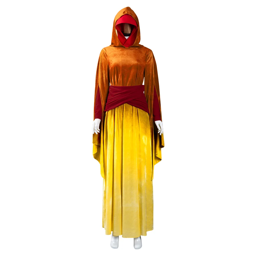 Halloween Padme Cosplay Amidala Costume Movie Space Battle Roleplay Yellow Clothing Women Dress Cape Outfits Carnival Party Suit