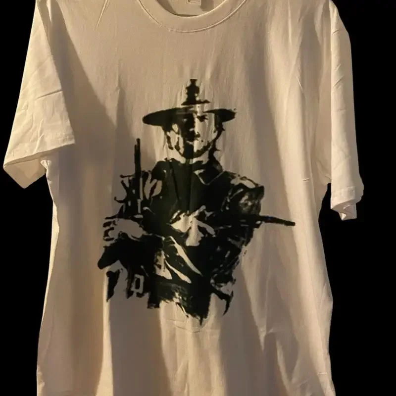Mens Western T shirt Clint Eastwood White Size Xl 100 Cotton