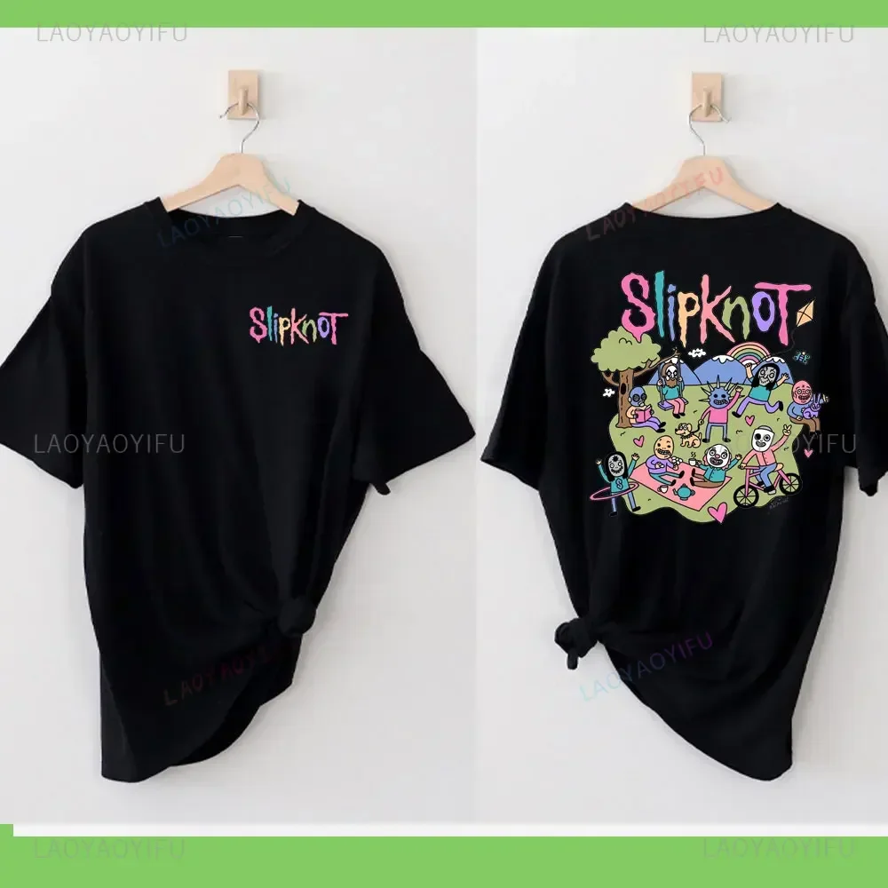 Vintage Slipknots Prepare for Hell Tour Black Cotton Tshirt Heavy Metal Rock Band Men Women  Hip Hop Aesthetic Graphic Tshirts