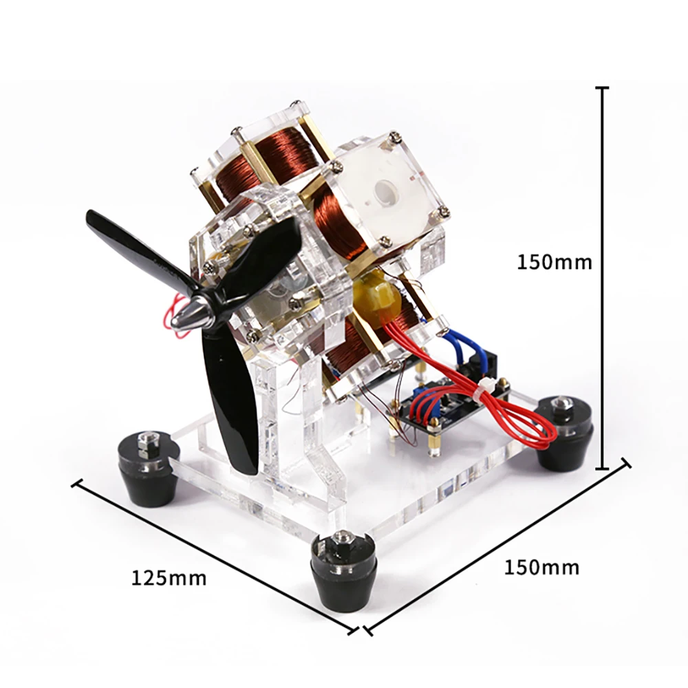 DIY Brushless Motor Model 4 Coil Hall Motor Strong Magnetic Coreless 12V High Speed Motor With Fan Blade 8W