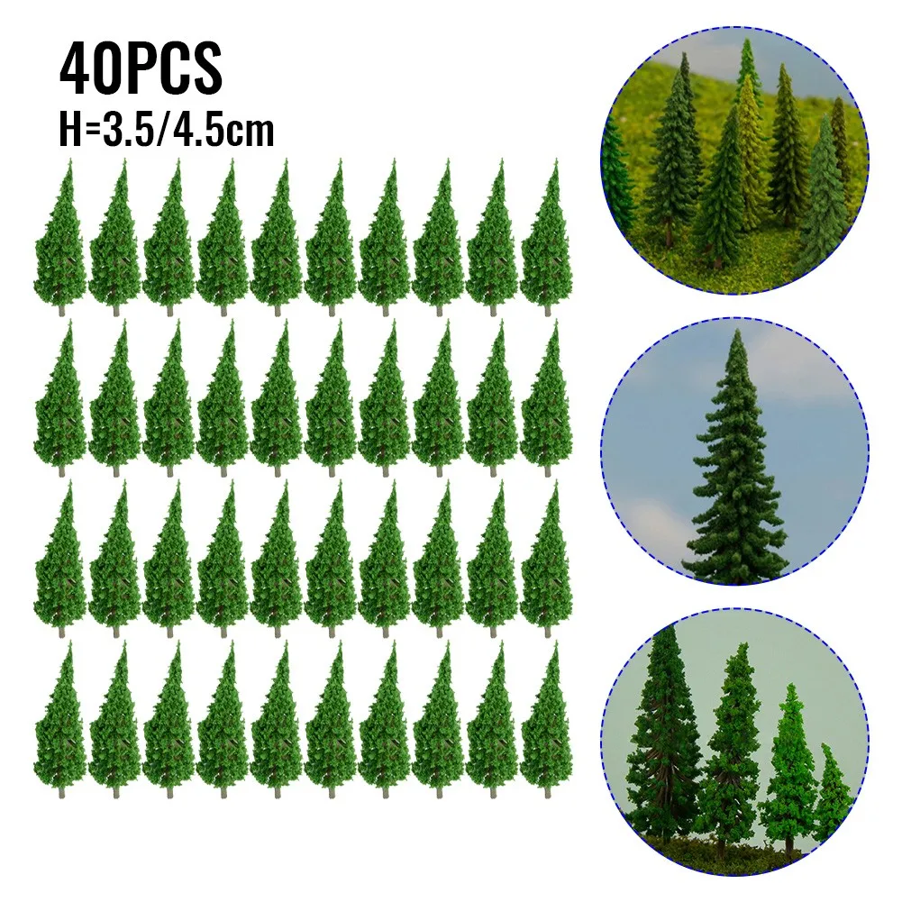 40Pcs 1:100 Model Trees 4.5cm 3.5cm Height Artificial Miniature Tree Model For Garden Bonsai Architectural Landscape Decoration