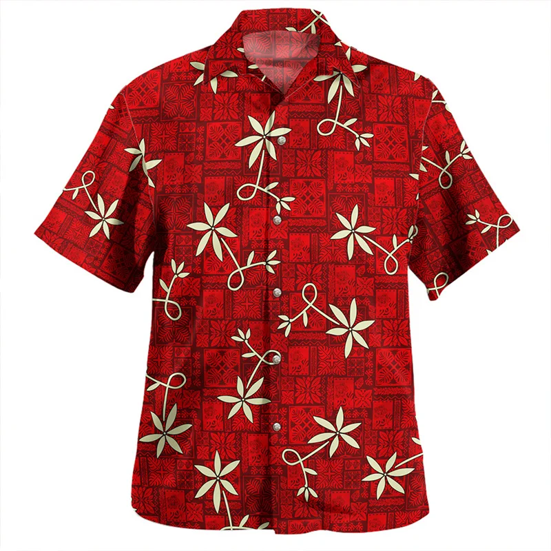 Harajuku New 3D Amercian Polynesian Hawaii Flag Printing Shirts Men Hawaii Coat Of Arm Graphic Short Shirts Fashion Clothes Top