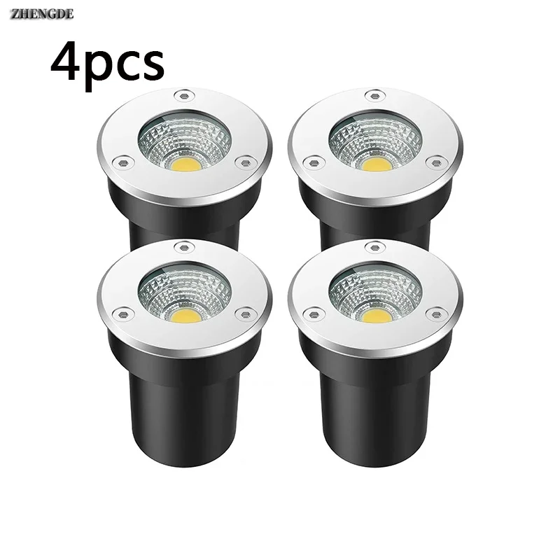 4PCS IP67 Waterproof LED Underground Lights Outdoor Garden Path Lighting 5W/10W/15W Courtyard Site Landscape Lighting 110V/220V