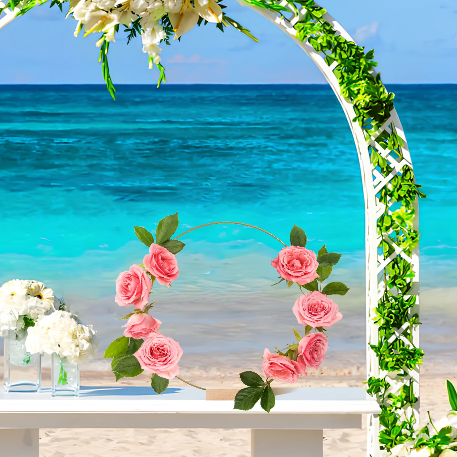 

10pcs Wreath Frames Floral Wedding Floral Hoop Hoops with Stand Craft Rings for DIY Decor Centerpiece Hoop Wedding Decor