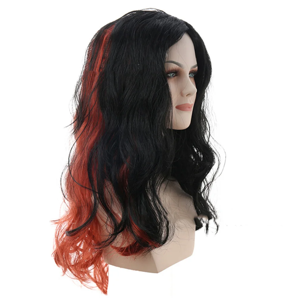 Vrouwen Gekleurde Pruiken Trendy Lang Krullend Golvend Haar Pruiken Multi Color Regenboog Synthetisch Haar Pruiken Voor Cosplay