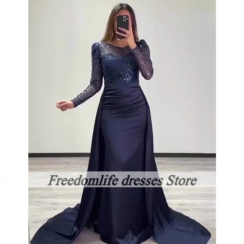 Arabic Dubai Mermaid Evening Dress Woman Elegant Long Sleeve Mermiad Wedding Reception Party Gown Formal Dresses Customized