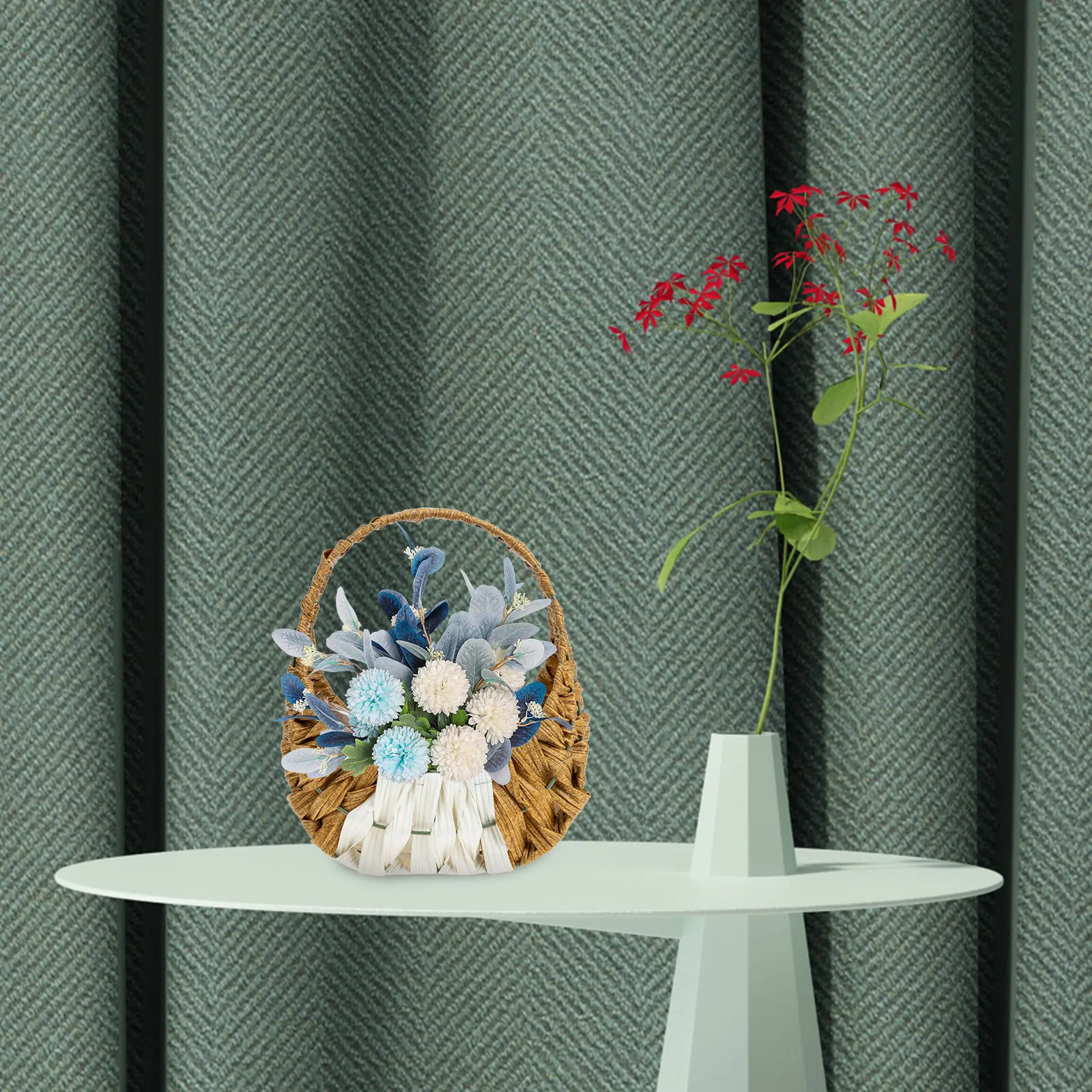 

Imitation Rattan Woven Storage For Home Office Dry Flower Holder Pastoral Style Decorative Flower Storage Simulation Rattan