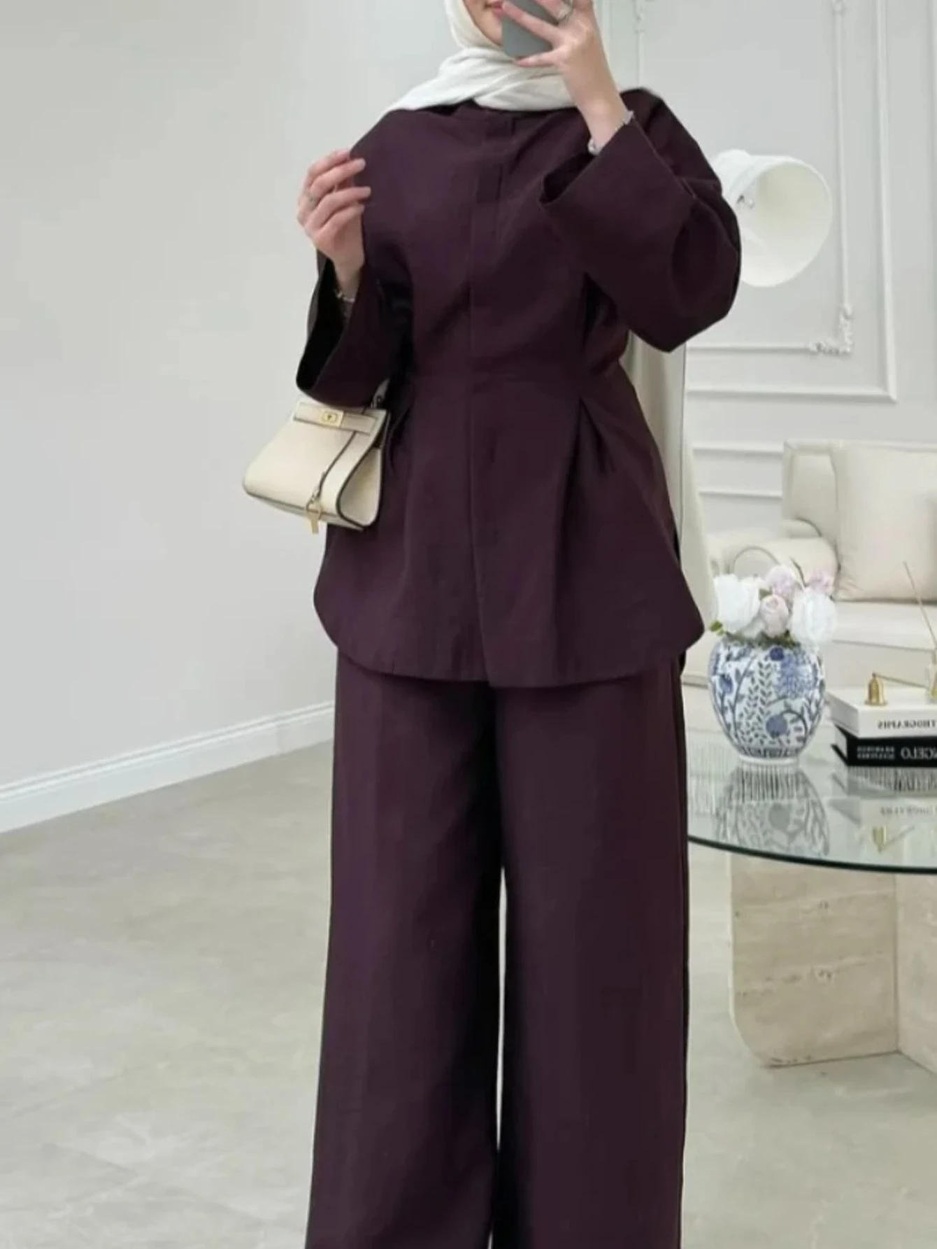 

Повседневная свободная рубашка, брюки, женский комплект из двух предметов, женская однотонная однобортная рубашка с лацканами и длинными рукавами, широкие брюки