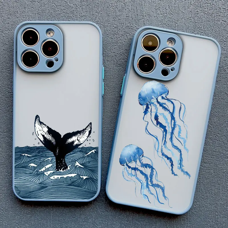 Cool Ocean Turtle Phone Case For iPhone 17 16 11 12 13 Pro Max Mini 15 14 Pro Max 16 15 Plus X XR Sea Blue Turtle Design Covers