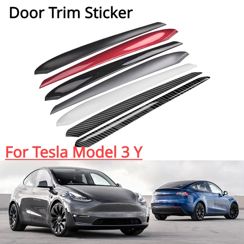 Door Interior Trim for Tesla Model 3 Model Y Front Carbon Fiber ABS Trims Patch Cover Decoration Sticker Modification 2021-2023