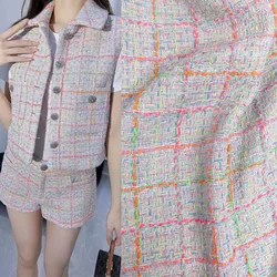 50x145cm Colorful Lattice Yarn-Dyed Braided Tweed Fabric For Women Autumn Jacket Dress Suits Coat Handbag DIY Cloth Sewing