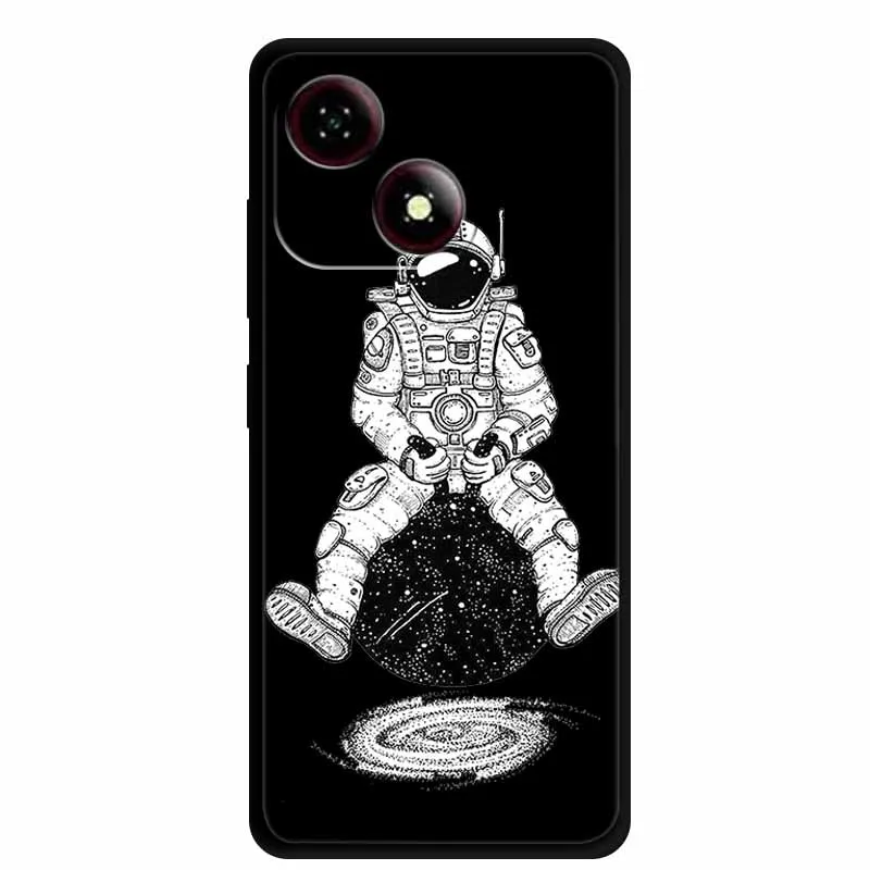 حافظة هاتف محمول لهاتف ZTE Blade A35E Coque لطيف الكرتون رسمت القط الأسود سيليكون لينة الغطاء الخلفي لحقيبة ZTE Blade A35 E