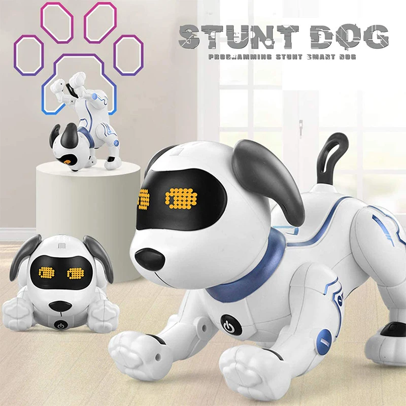 Chien télécommandé pour enfants, chiot cascadeur, jouets vocaux, support à main, push-up, animal de compagnie électronique, son de phtalrobot pour garçons et filles, RC Robtiendra c