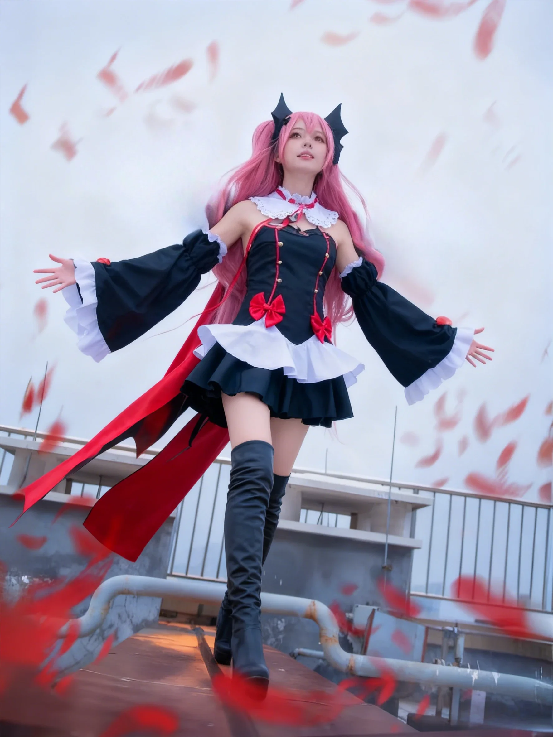 

Seraph of The End Krul Tepes Vampire Lolita Japanese Women Haori Party Dress Unbreakable Machine-Doll Role Playing Costume Wig