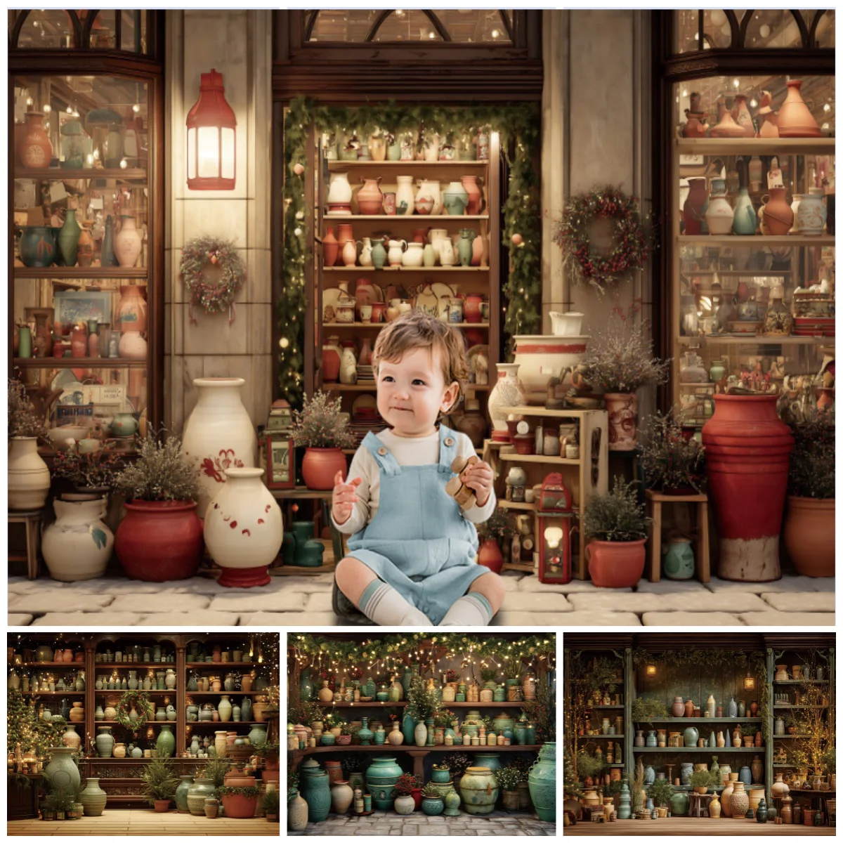 

Vintage Christmas Photography Studio Backgrounds Christmas Tree Color Porcelain Kids Portrait Birthday Party Decoration Backdrop